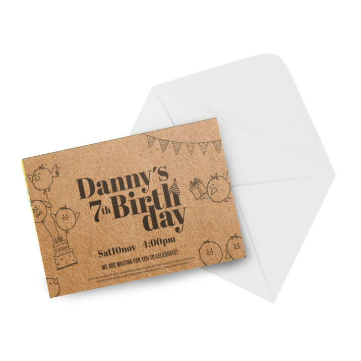 Kraft Paper Invitations/ Announcement Cards with Envelopes