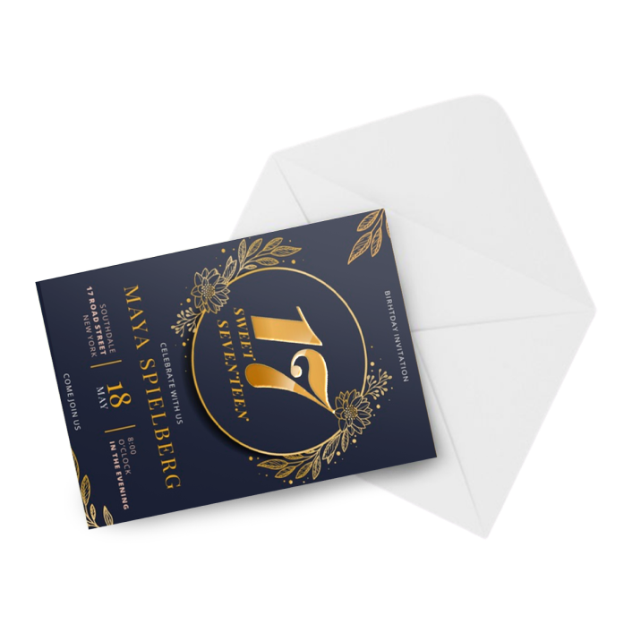 Metallic Foil Invitation/ Announcement Cards with Envelopes